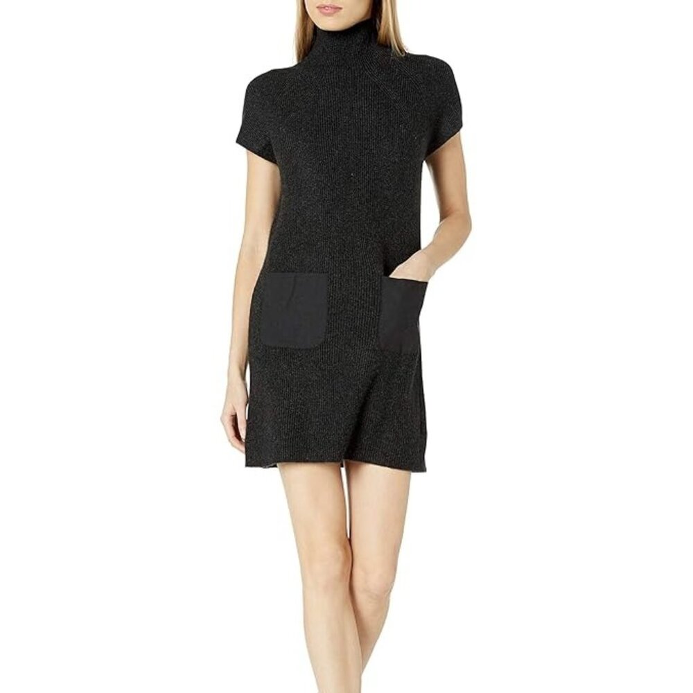 Joie Geinat Solid, Dark Gray Ribbed Mock Neck Sweater Dress Size XS